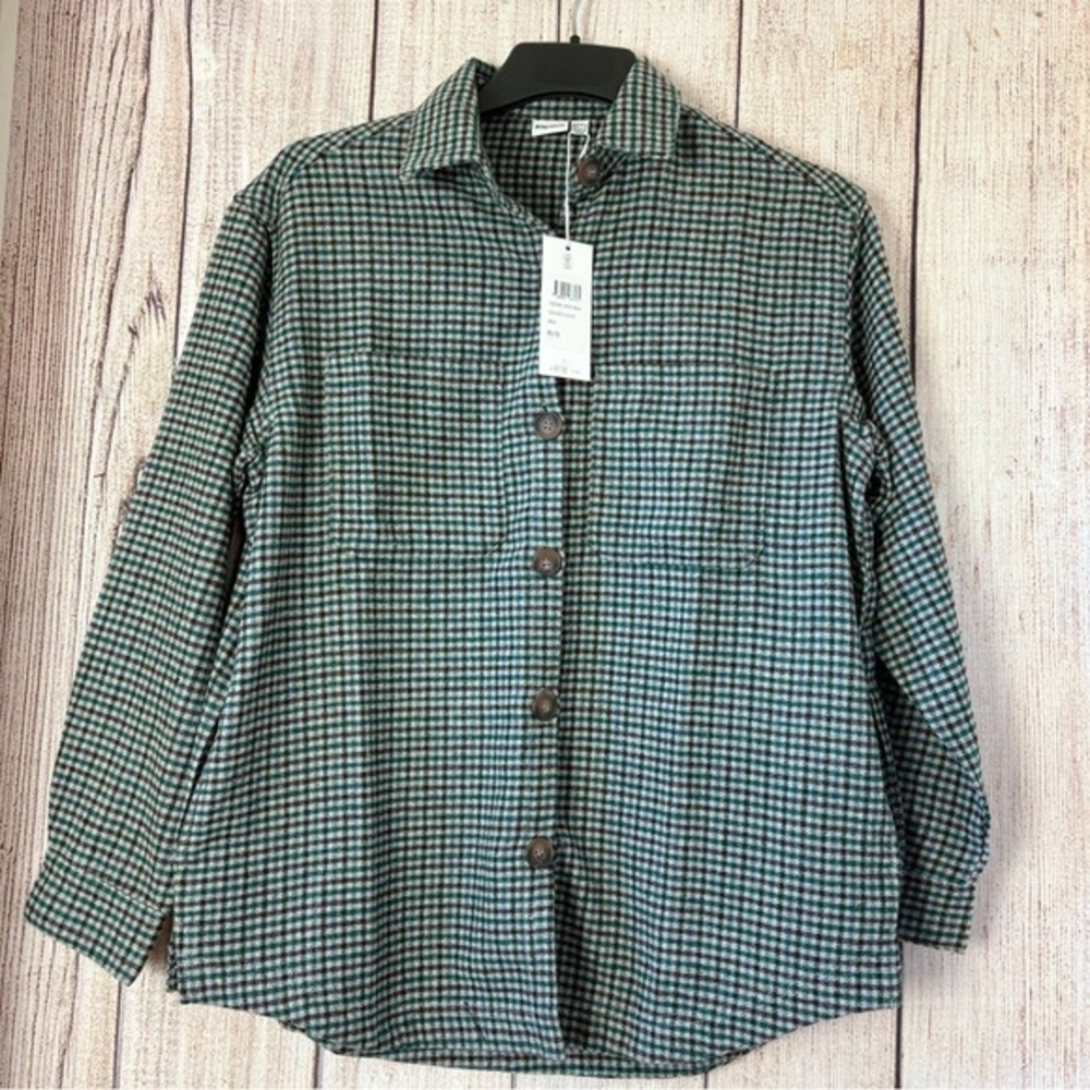 Rhythm womens Plaid Check Overshirt Evergreen wool blend Shacket size Small